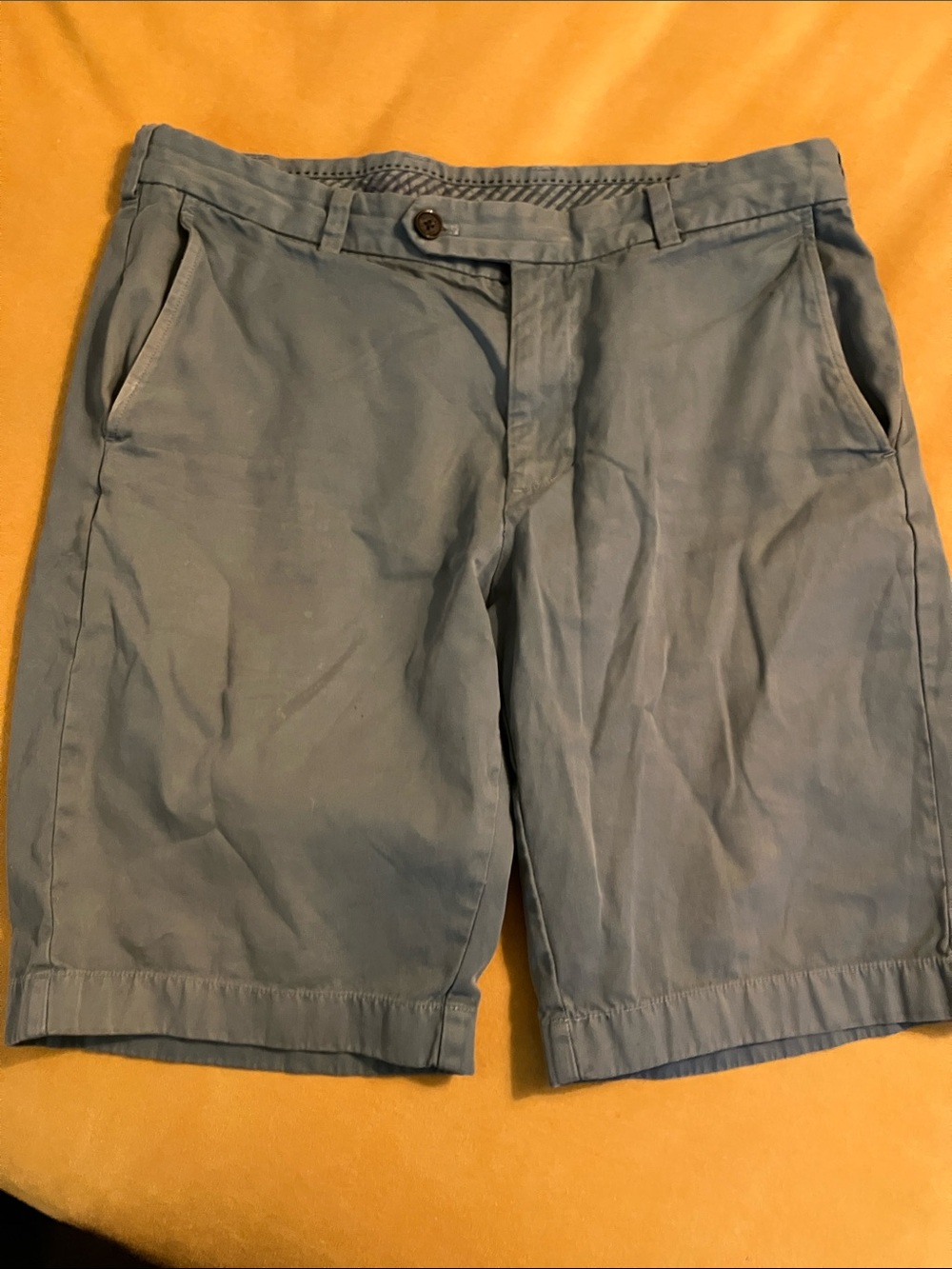 Brooks Brothers Slate Blue Flat-Front Cotton Shorts